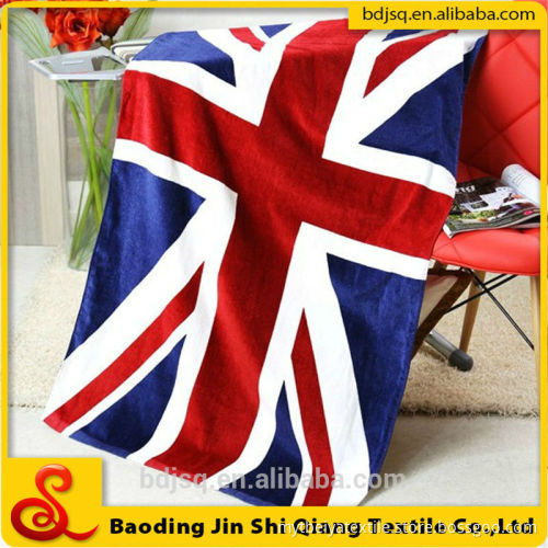 2015 China towel factory customer Pigment/Reactive printing national Flag beach towel
